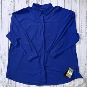 Nike 24.7 Women's PerfectStretch Dri-FIT Oversized Long-Sleeve Shirt Blue XL NWT